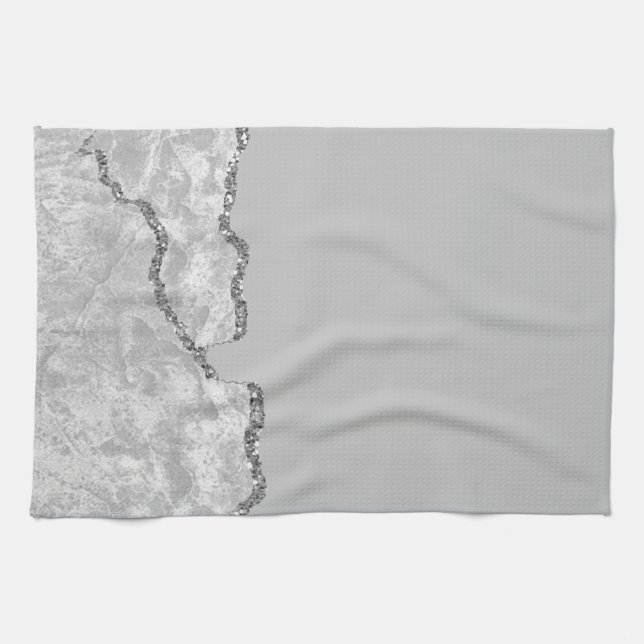 Silberner gebürsteter Metallglitter Geschirrtuch (Horizontal)