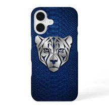 Silberner geometrischer Leopard Blaues Schlangenle