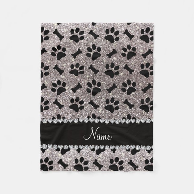 Silberner Glitter des individuellen Namens Fleecedecke (Vorderseite)