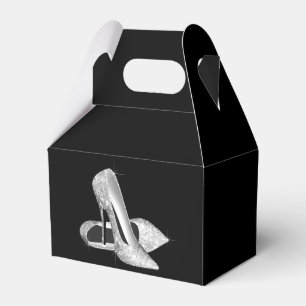 Silberner Glitter High Heel Schuh Geschenkschachtel