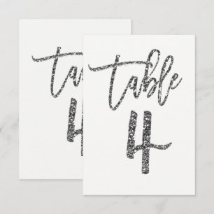 Silberner Glitter-Trendy-Modern-Script-Tisch Numme Einladung