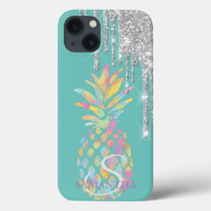 Silberner Glitter-Tropfen Ananas Minze Grün Case-Mate iPhone Hülle