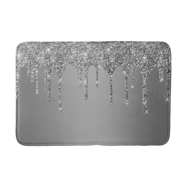 Silberner Glitter-Tropfen Chic Badematte (Vorderseite)