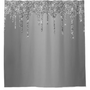 Silberner Glitter-Tropfen Chic Duschvorhang