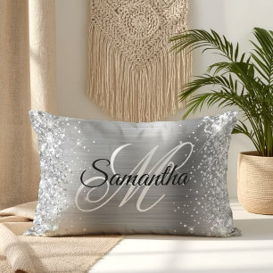Silberner Glitter und glänzende Satinfolie Fancy M Lendenkissen