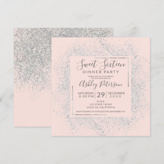 Silberner Glitterrahmen Chic erröten rosa Bonbon Einladung