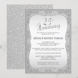 Silberner Glitzer 25. Hochzeitstag | DIY Text Einladung