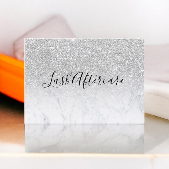 silberner Glitzer aus nachgemahlenem Marmor Visitenkarte (lash aftercare marble silver glitter business card)