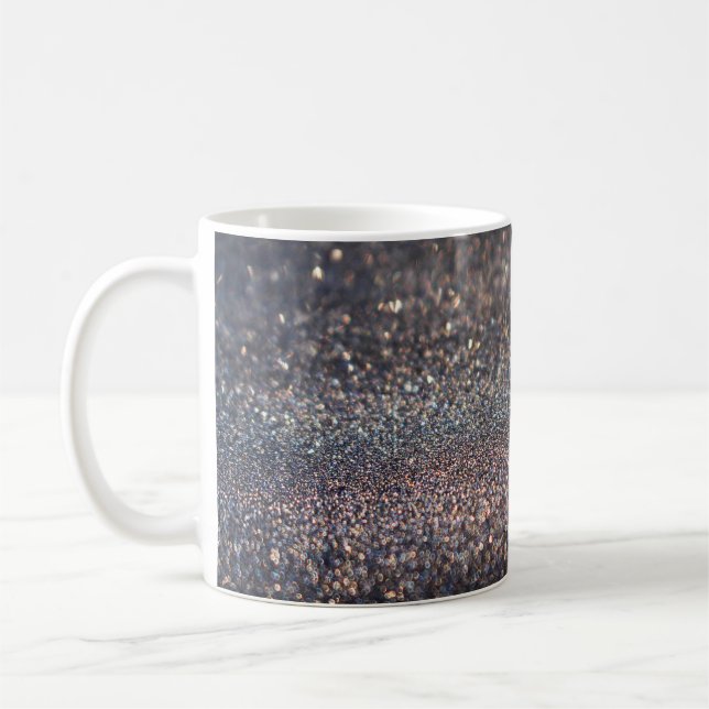 Silberner Glitzer: Black Bokeh Weihnachten Kaffeetasse (Links)