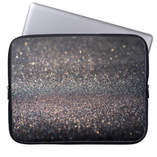 Silberner Glitzer: Black Bokeh Weihnachten Laptopschutzhülle