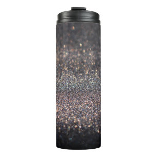 Silberner Glitzer: Black Bokeh Weihnachten Thermosbecher