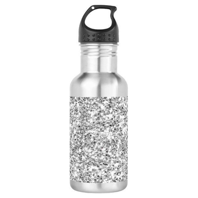 Silberner Glitzer gedruckt Trinkflasche (Vorderseite)