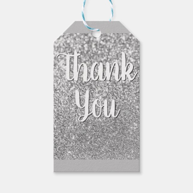 silberner Glitzer Geschenkanhänger (Vorderseite)