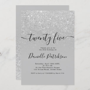 Silberner Glitzer Glitzern graue ombre fünfundzwan Einladung