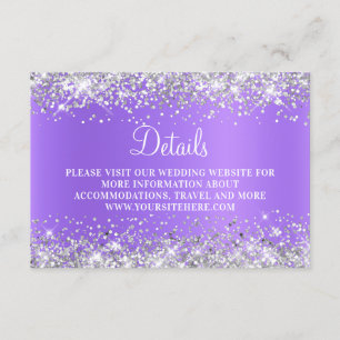 Silberner Glitzer Lila Lavendel Hochzeitdetails Begleitkarte