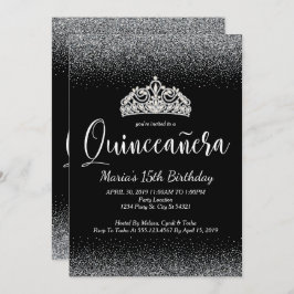 Silberner Glitzer, Quinceanera Einladungen
