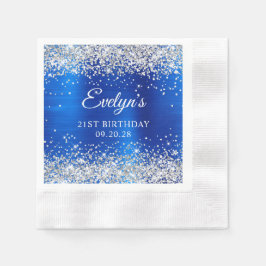 Silberner Glitzer Royal Blue Foil 21. Geburtstag Serviette