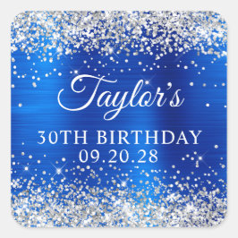 Silberner Glitzer Royal Blue Foil 30. Geburtstag Quadratischer Aufkleber