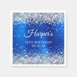 Silberner Glitzer Royal Blue Foil 30. Geburtstag Serviette