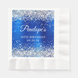 Silberner Glitzer Royal Blue Foil 40. Geburtstag Serviette
