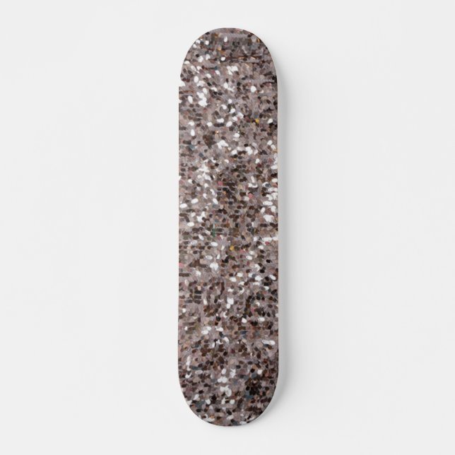 silberner Glitzer Skateboard (Vorne)