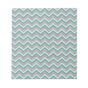 Silberner Glitzer und Aquamarines ZigZag Notizblock