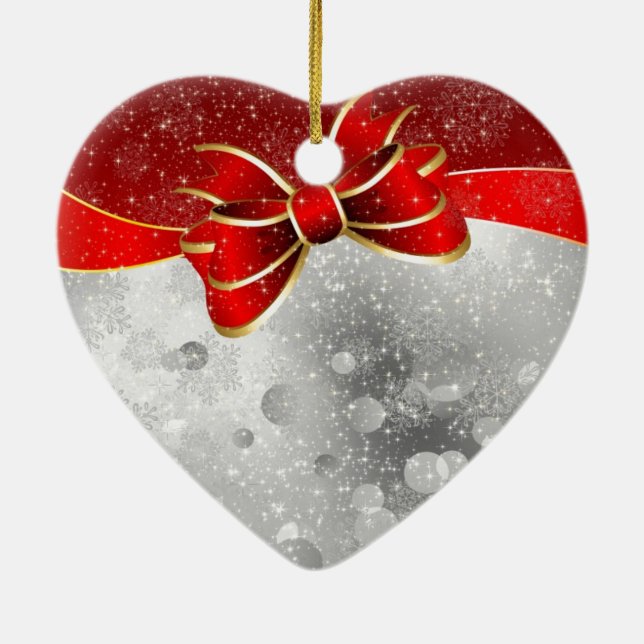 Silberner Glitzer und Glitzern Weihnachtsjunge Keramik Ornament (Hinten)