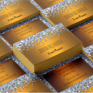 Silberner Glitzer und Gold Visitenkarte