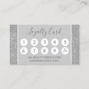 Silberner Glitzer und Sparkle Girl Loyalität Punch Treuekarte