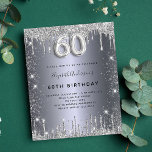 Silberner Glitzer zum 60. Geburtstag Einladung Flyer<br><div class="desc">Bitte beachten Sie, dass diese Einladung auf Flyer Papier und sehr dünn ist. Umschläge sind nicht enthalten. Für dickere Karten (das gleiche Design) besuchen Sie bitte unseren Shop. Eine moderne, stilvolle und glamouröse Einladung zu einer 60. Geburtstagsfeier. Ein silbernes Imitat mit Glitzer-Staub. Personalisieren Sie Ihren Namen und Ihre Party-Daten und...</div>