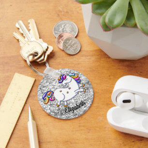 Silberner GlitzerUnicorn Schlüsselanhänger