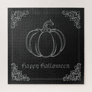 Silberner Halloween-Kürbis Puzzle