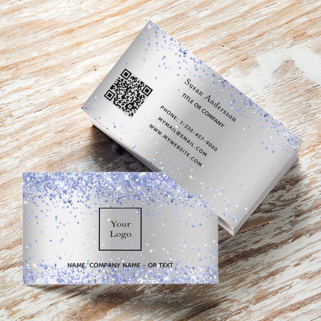 Silberner hellblauer QR-Code Visitenkarte (Von Creator hochgeladen)