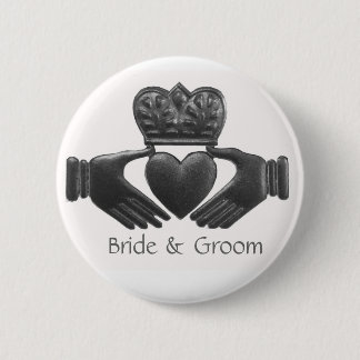 Silberner irischer claddagh Braut- und Button