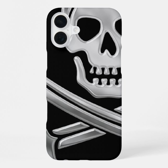 Silberner Jolly Roger iPhone Hülle (Rückseite)