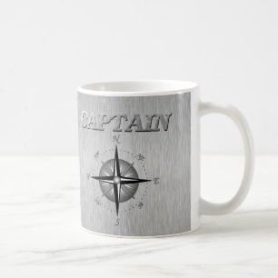 Silberner Kapitän mit Kompass-Rose Tasse