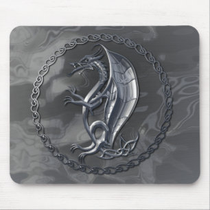 Silberner keltischer Drache Mousepad