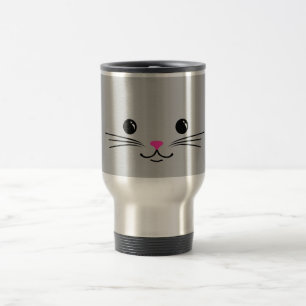 Silberner Kitty-Katzen-Tier-Gesichts-Entwurf Reisebecher