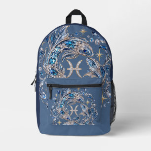Silberner Kristall Fische Sternzeichen Bedruckter Rucksack