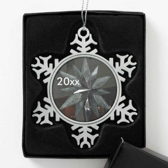 Silberner Kristallstern-Schneeflocken-Schmuck Schneeflocken Zinn-Ornament (Box)