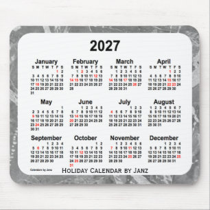 Silberner Kunst-Kalender des Feiertags-2027 durch Mousepad
