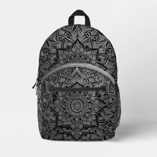 Silberner Kunst-Mandala-Rucksack Bedruckter Rucksack