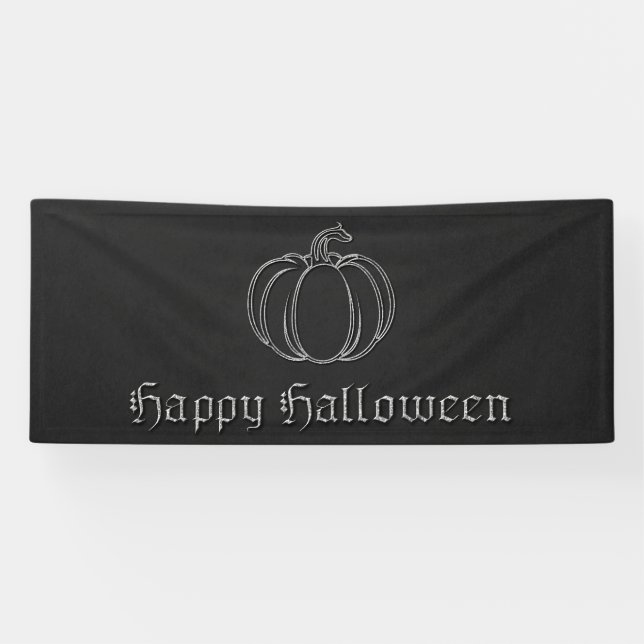 Silberner Kürbis Halloween Banner (Horizontal)