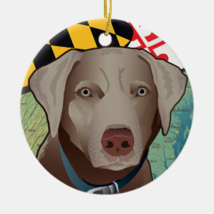 Silberner Labrador-Retriever von Maryland Keramikornament