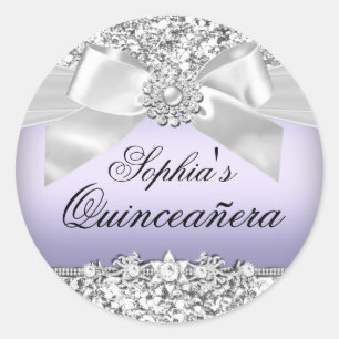 Silberner Lila Glitter & Juwel Bogen Aufkleber