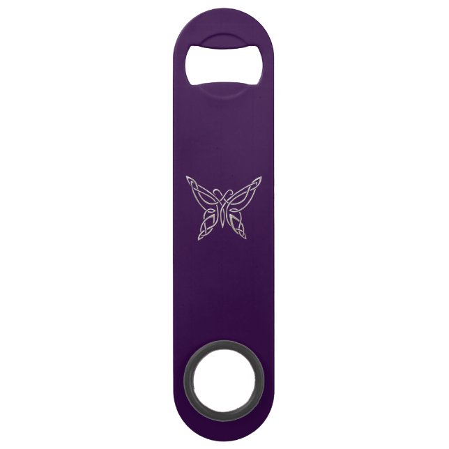 Silberner lila keltischer speedflaschenöffner (Vorderseite)