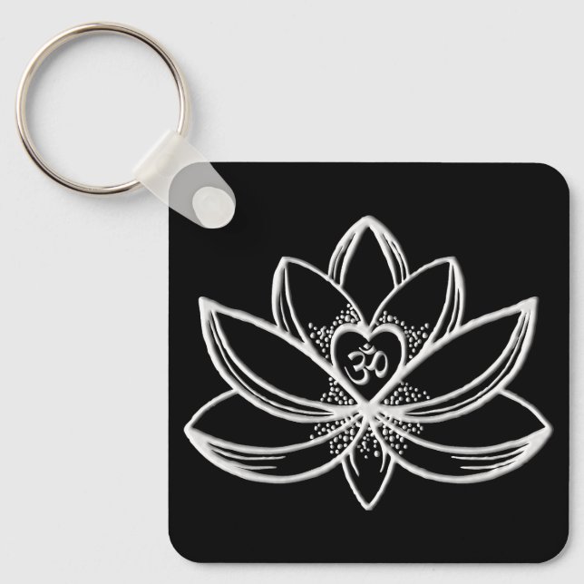 Silberner Lotus  Schlüsselanhänger (Vorderseite)