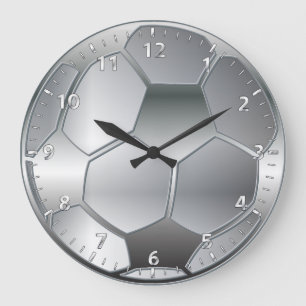 silberner metallischer Effekt Fußball-Stern Große Wanduhr