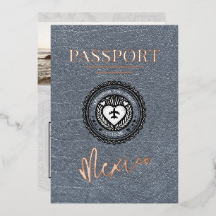 Silberner Mexiko Reisepass Hochzeit Folieneinladung