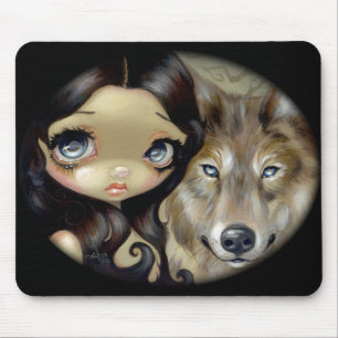 "Silberner mit Augen Wolf" Mousepad